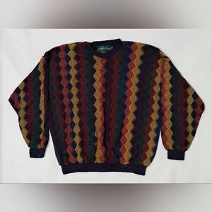 Men's Vintage Tundra Canada Geometric Knit Pullover Biggie Style Sweater Large
